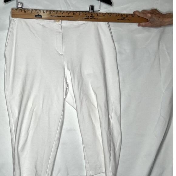 Eileen fisher size PM white pants stretchy button-fly pockets waist cropped - Picture 3 of 13